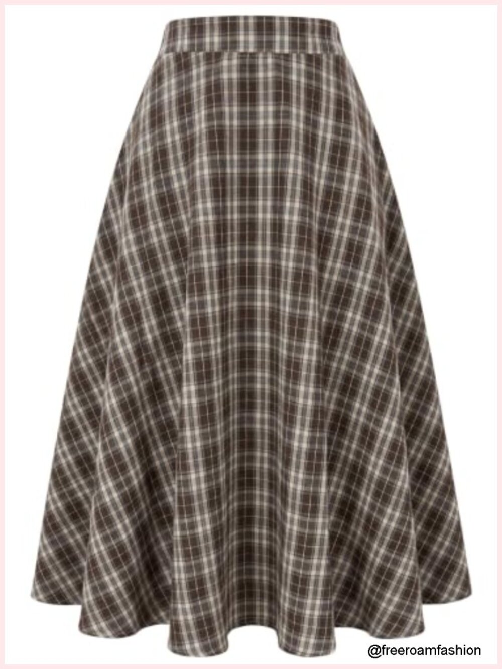 A-Line Plaid Maxi Skirt High Waist with Pockets Fall Spring Office Casual